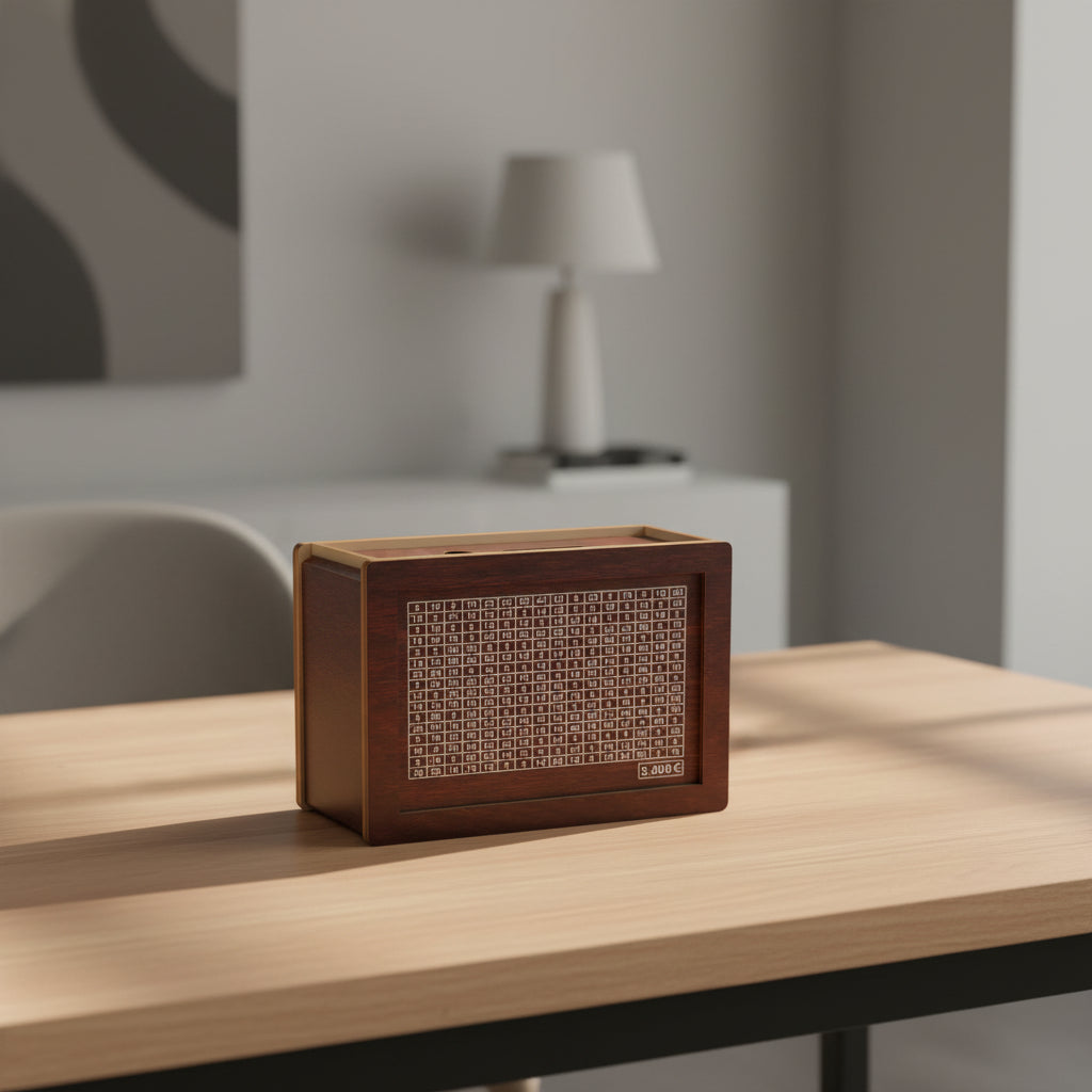 Alcancía de Madera — Reto de Ahorro Premium